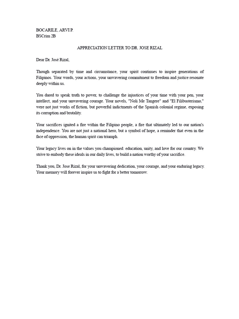 Appreciation Letter | PDF