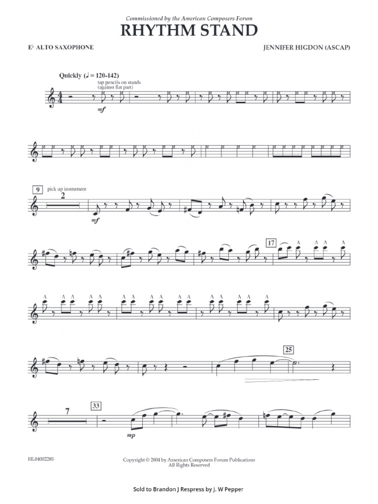 Rhythm Stand Alto Saxophone | PDF