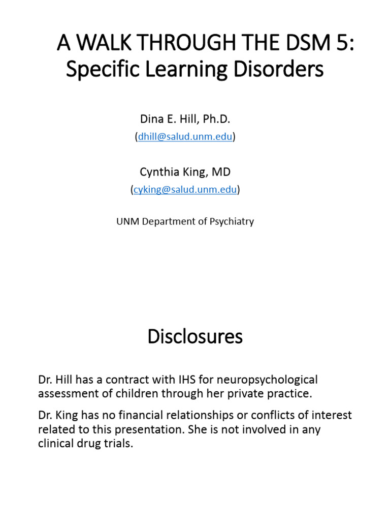 Specific Learnding Dissability | PDF