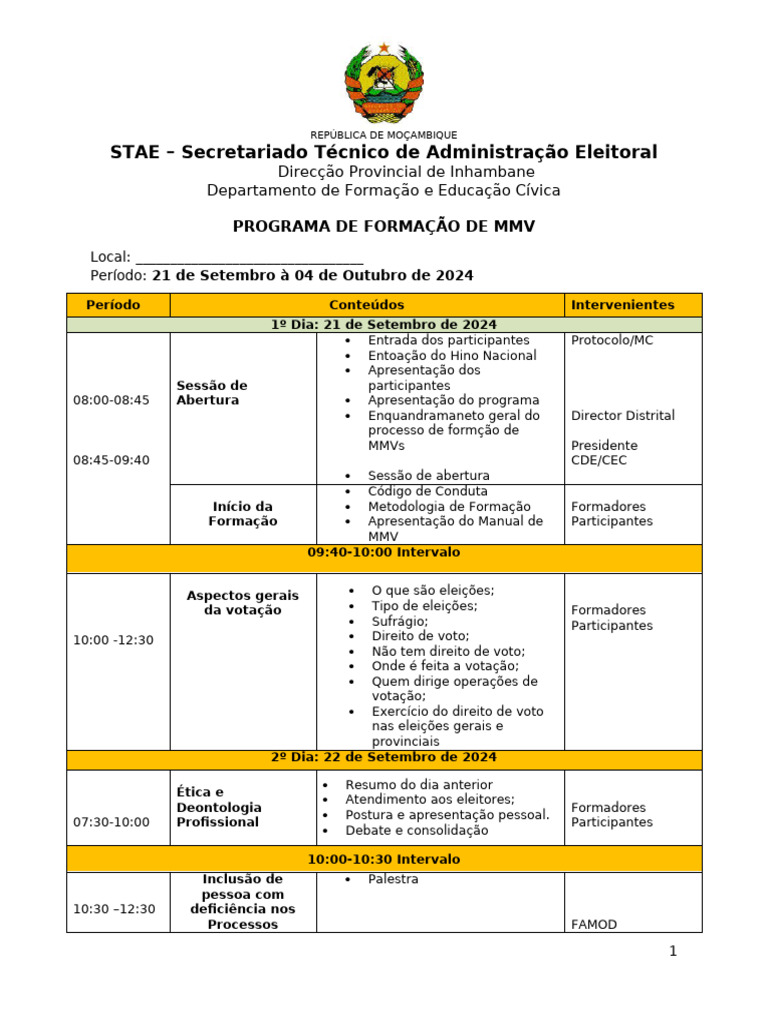 Proposta de Programa de Formacao MMV-2024 | PDF