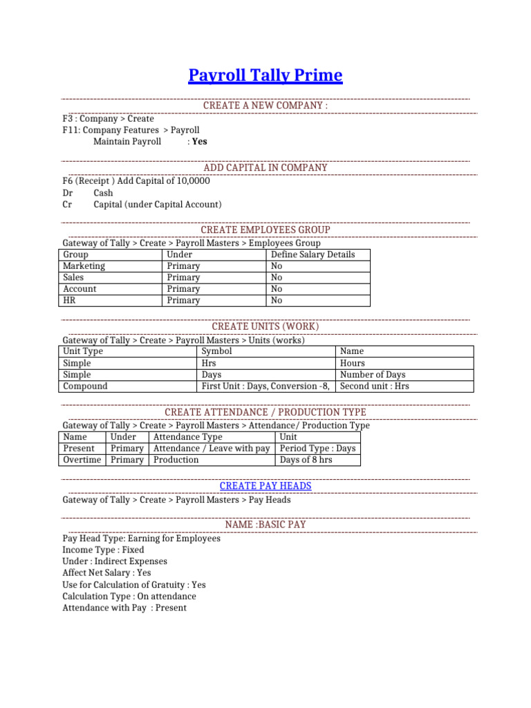 Tally Prime Course Payroll | PDF