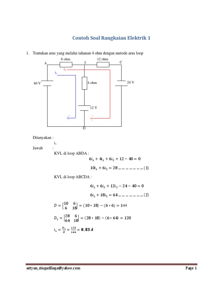 Contoh Soal Rangkaian Elektrik 1