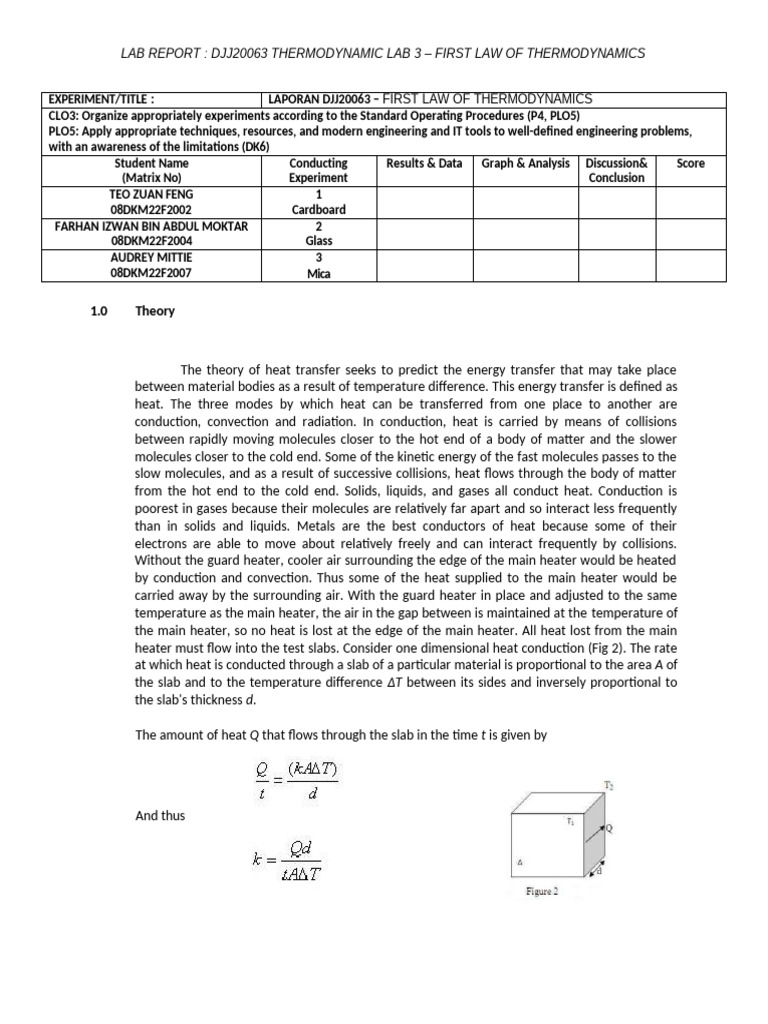 Thermodynamic Experiment | PDF | Thermal Conduction | Heat