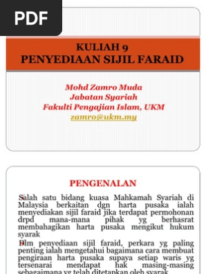 11 Penyediaan Sijil Faraid Pdf