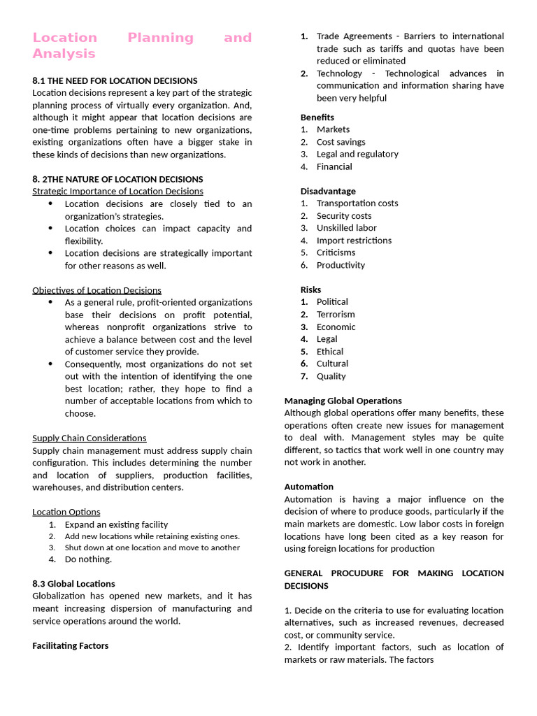 Location Planning & Analysis | PDF | Market (Economics) | Finance ...