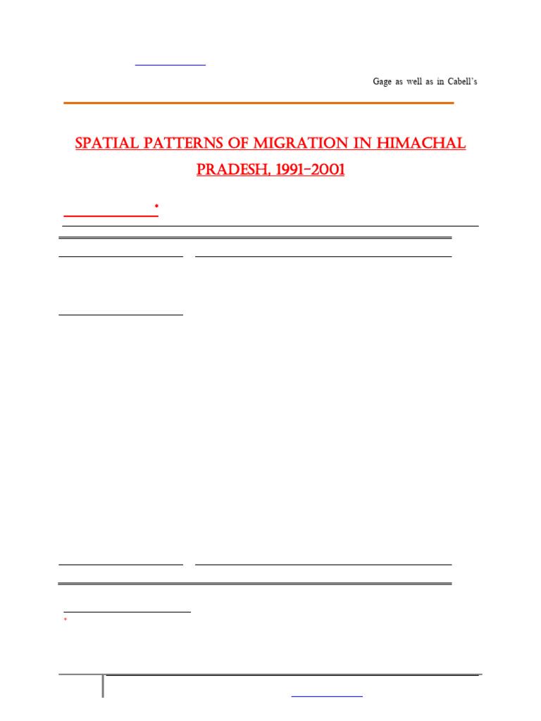 Spatial Patterns of Migration in Himacha | PDF