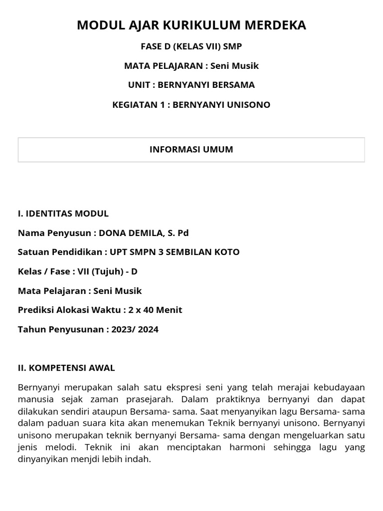 Modul Ajar Kurikulum Merdeka | PDF