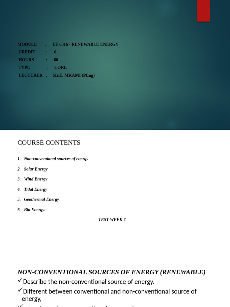 LECTURE 1 Renewable Energy Introdction | PDF