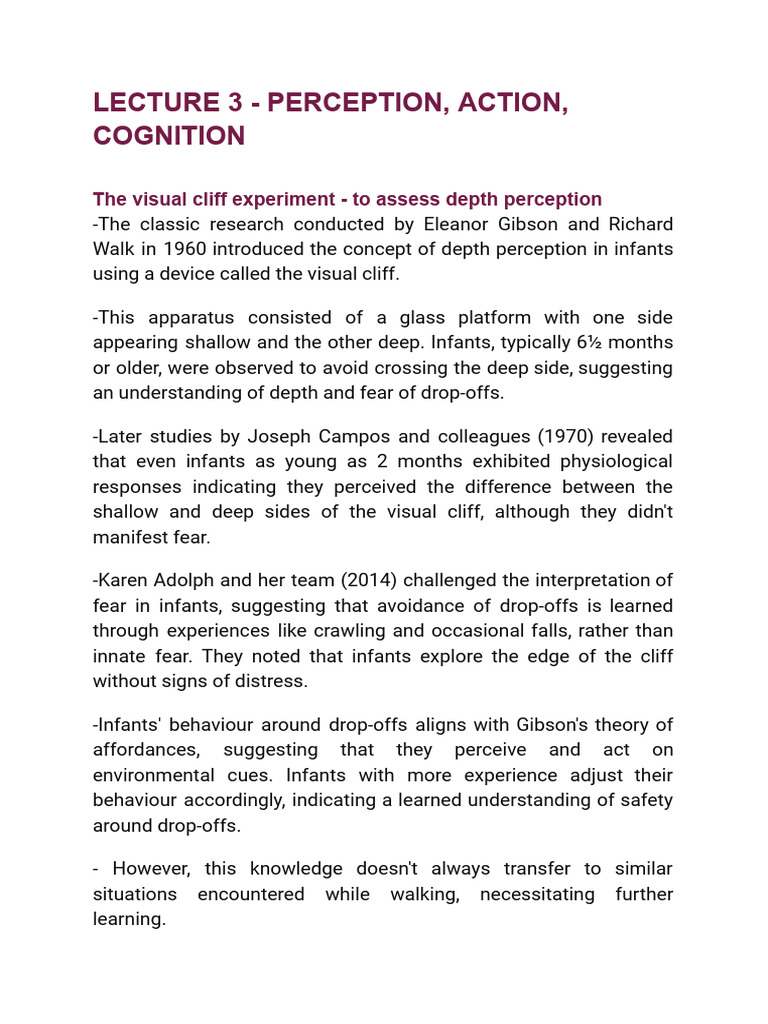 Understanding the Visual Cliff Experiment | PDF | Developmental ...