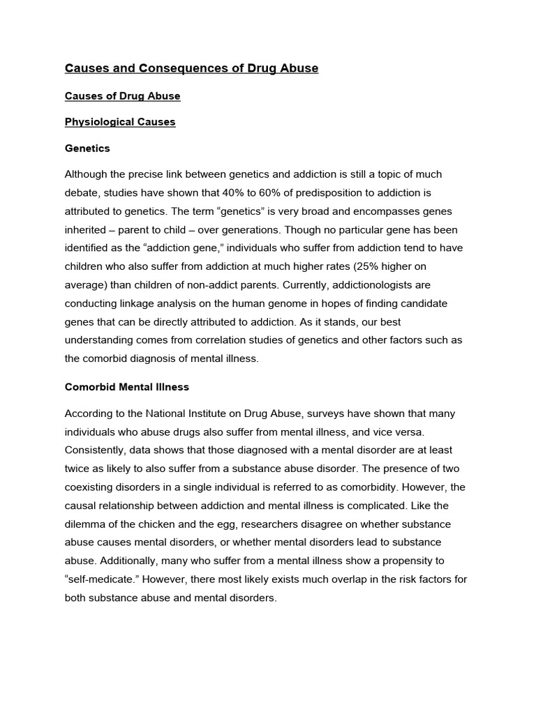 Causes and Consequences of Drug Abuse | PDF