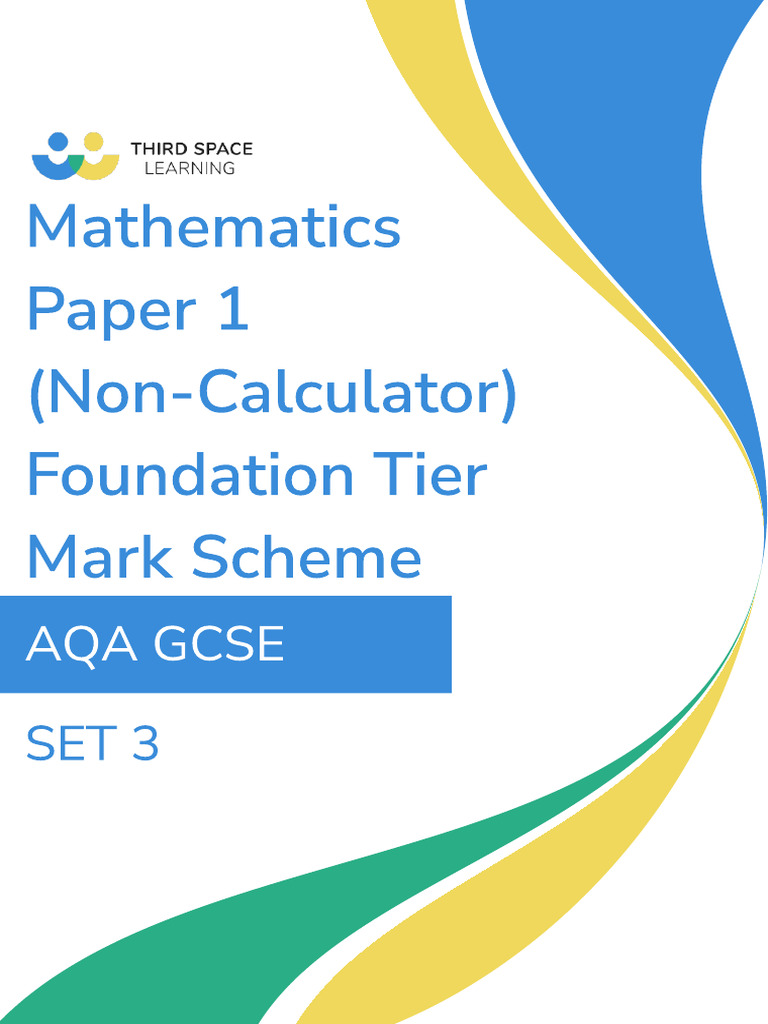 AQA Set 3 Foundation GCSE Math Paper 1 Mark Scheme | PDF