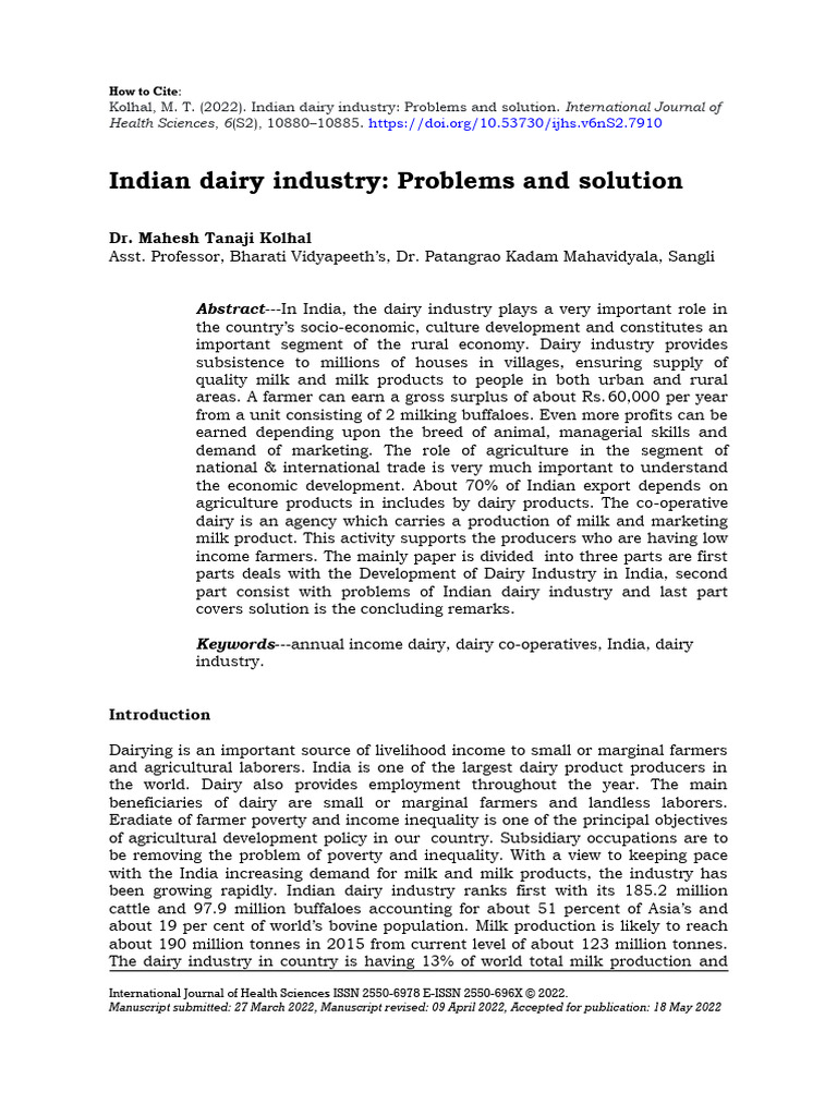 Indian dairy industry problems and solution pdf