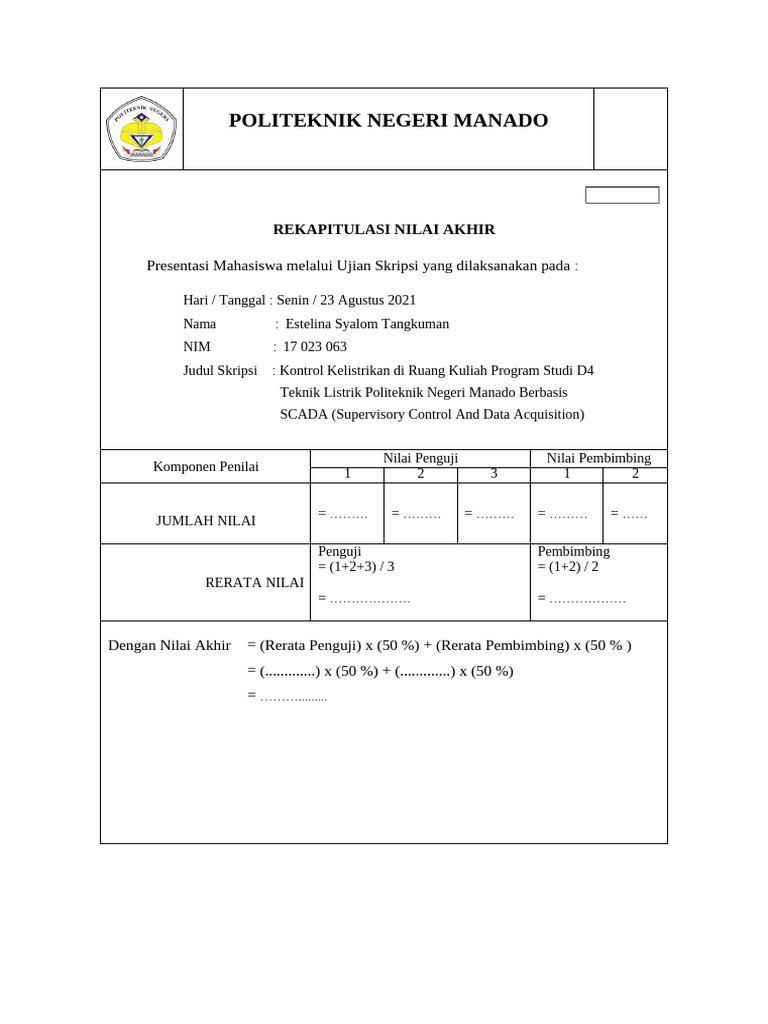 Rekaptulasi nilai pdf