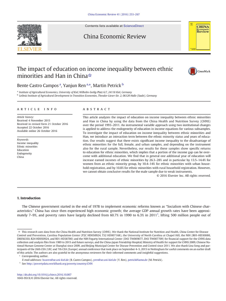 The Impact of Education On Income Inequality Between Ethnic Minorities ...