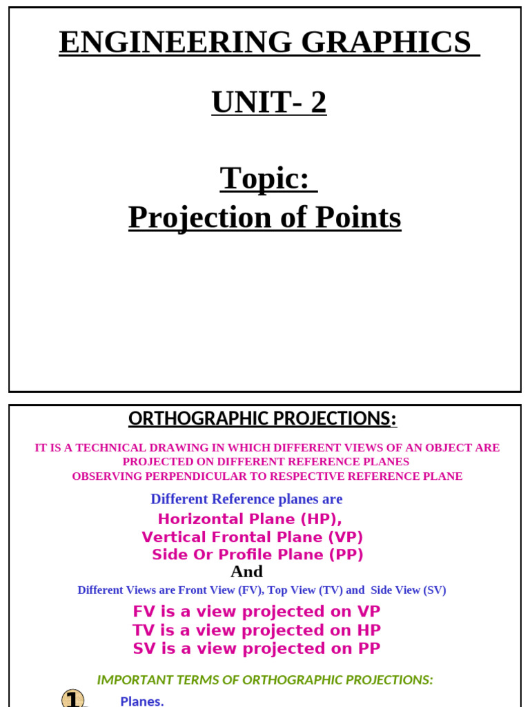 UNIT - 2 (1) Projections of Point | PDF