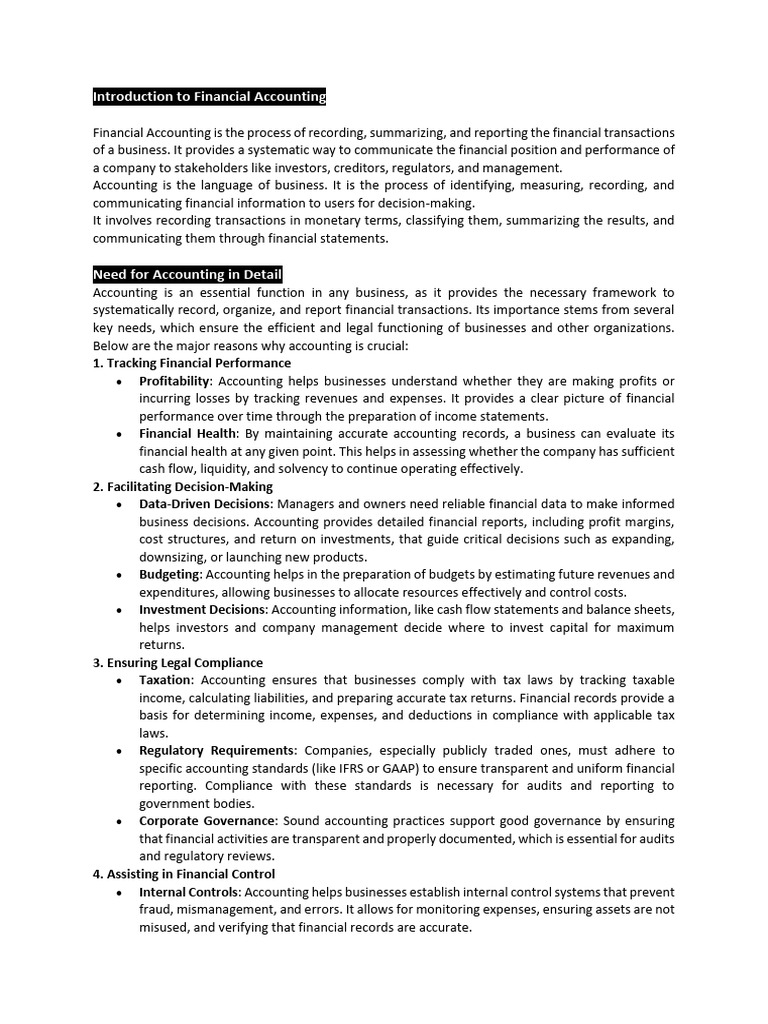 Financial Accounting Accounting Notes | PDF