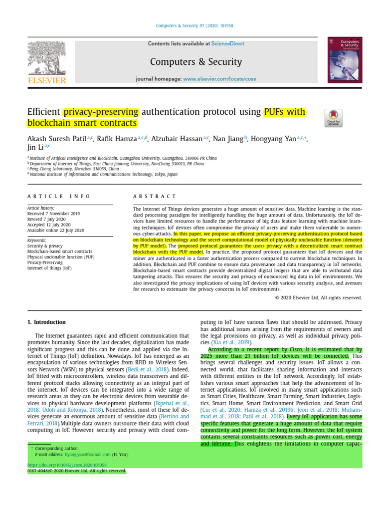 4 Efficient Privacy-Preserving Authentication Protocol Using PUFs | PDF