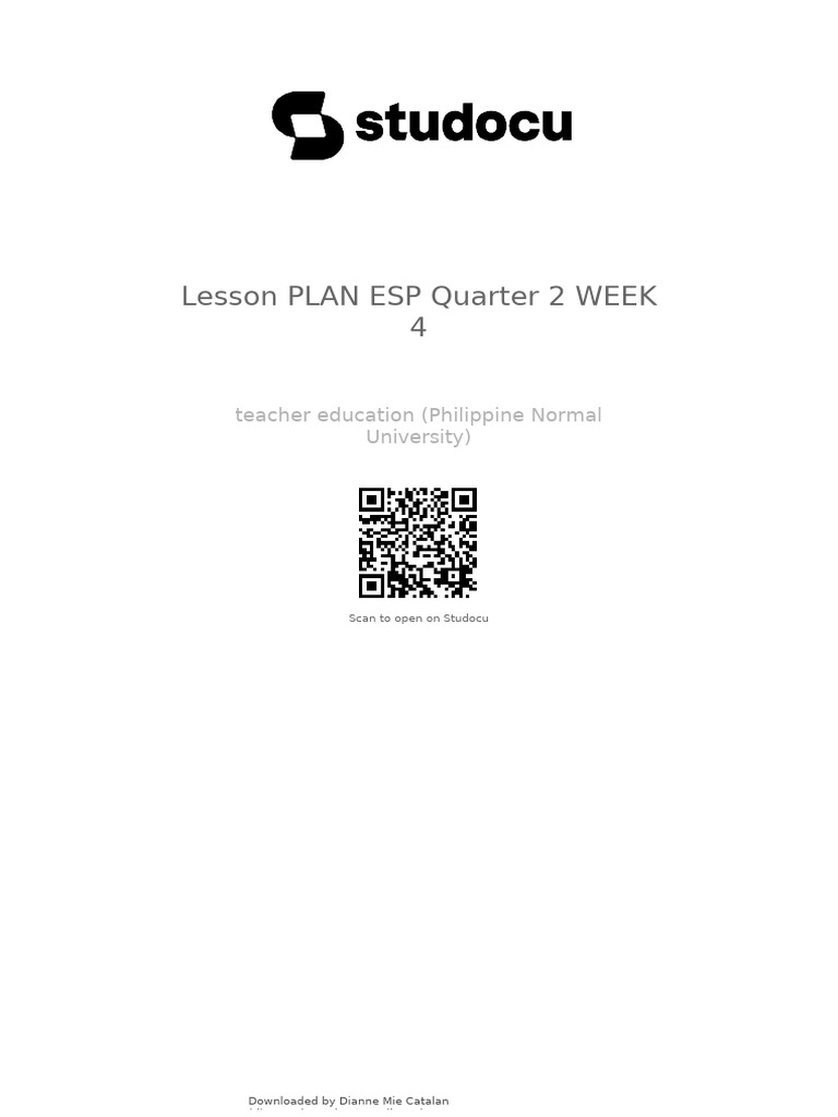 Lesson Plan Esp Quarter 2 Week 4 | PDF