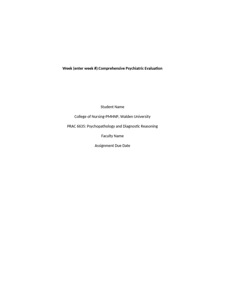 Comprehensive Psychiatric Evaluation | PDF
