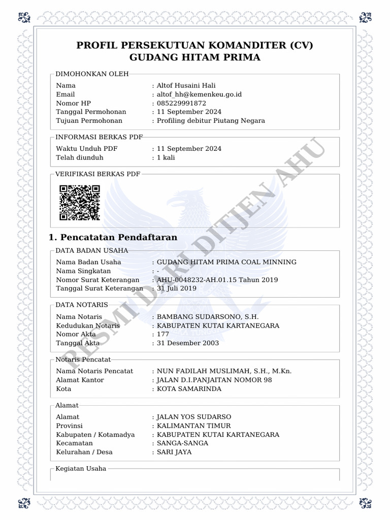 Profil CV 40240911409882300 Lengkap | PDF