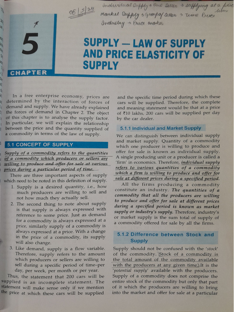 Economics Chapter Law of Supply | PDF
