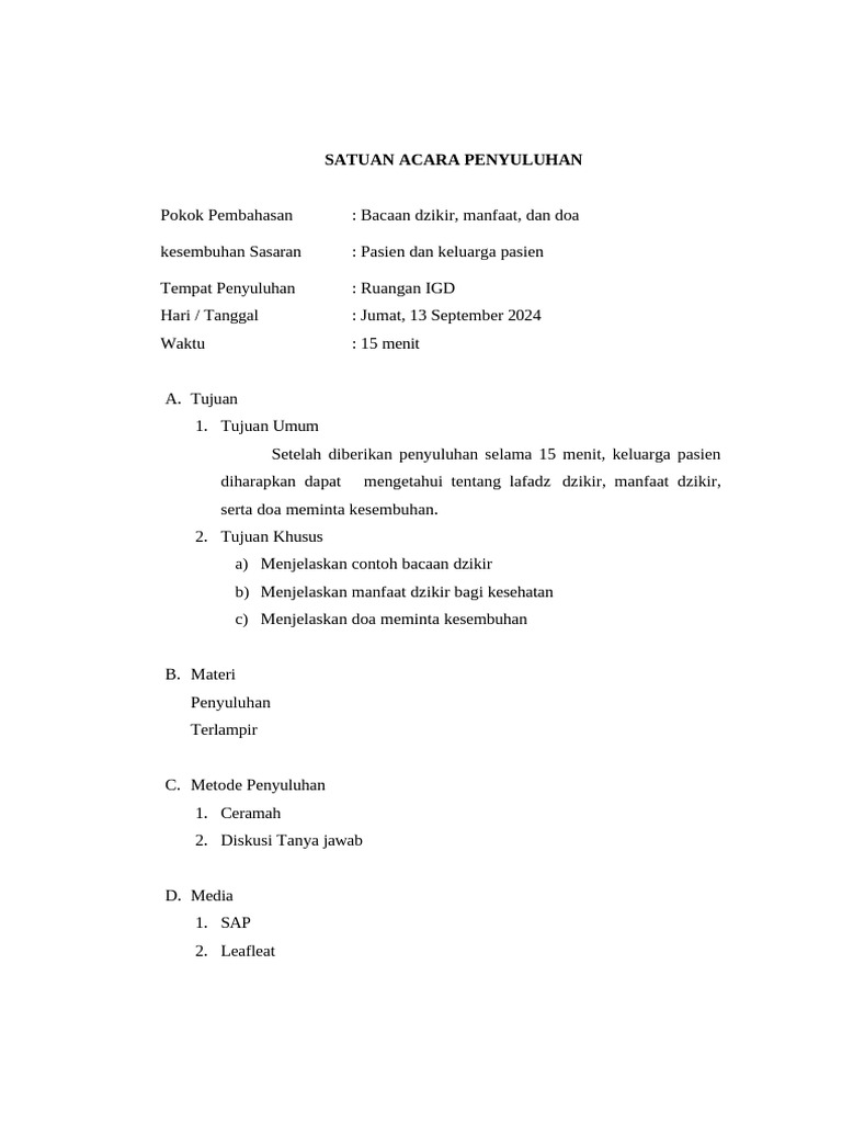 Fix Satuan Acara Penyuluhan Bimbingan Rohani - Compress | PDF