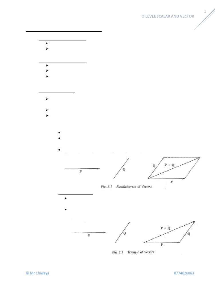 O Level Scalar and Vector Basics | PDF