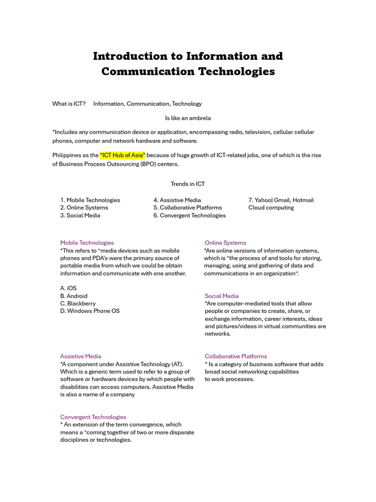 Introduction To Information and Communication Technologies | PDF ...