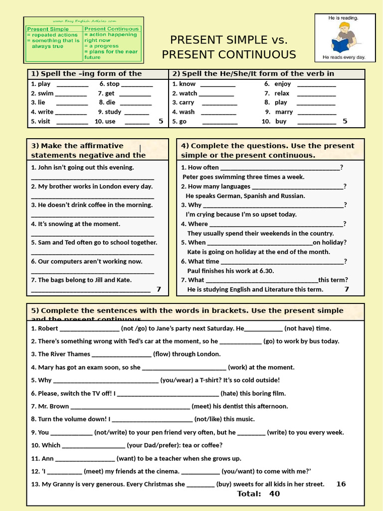DL Present Simple and Continuous | PDF
