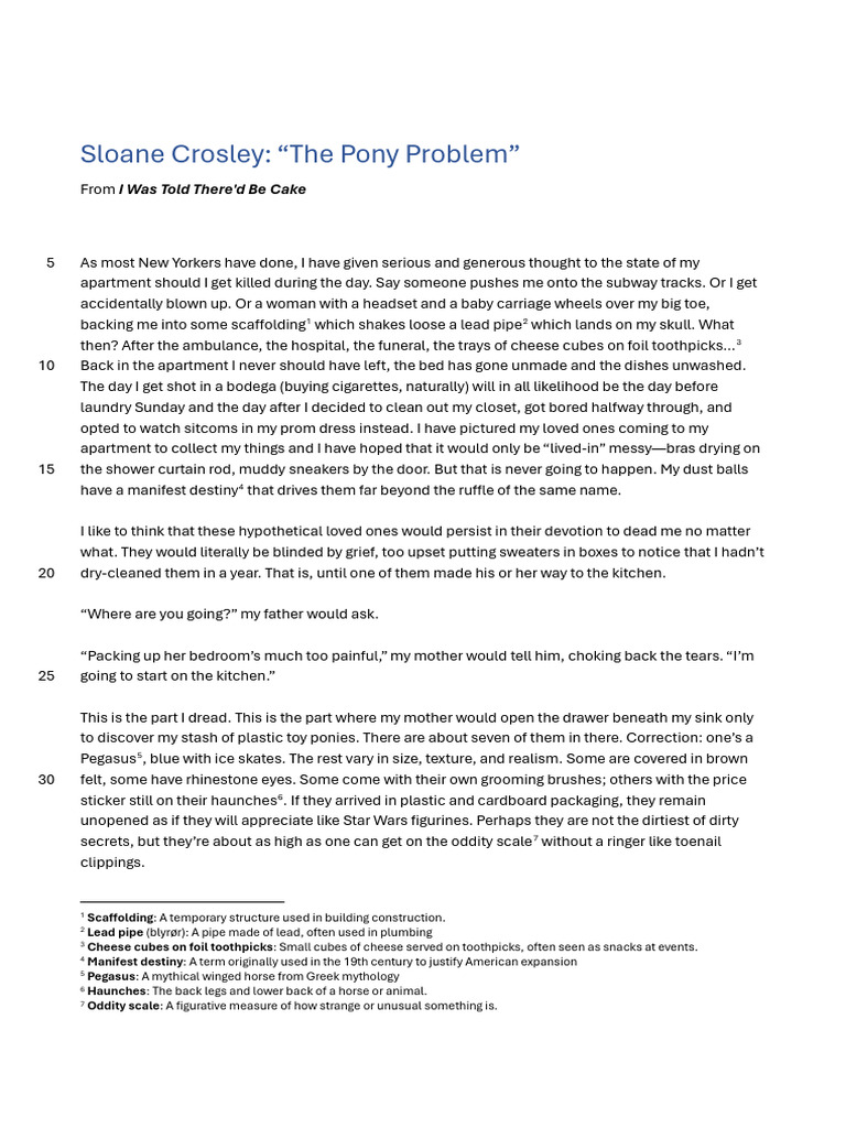 Sloane Crosley The Pony Problem | PDF | General Fiction