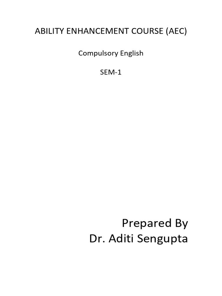 AEC English Prepared by Dr. Aditi Sengupta | PDF