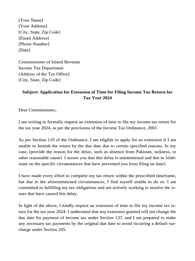 Application for extension of time for filing tax return 2024 pdf