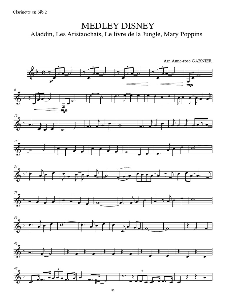 Medley Disney élèves Clar2 Pdf