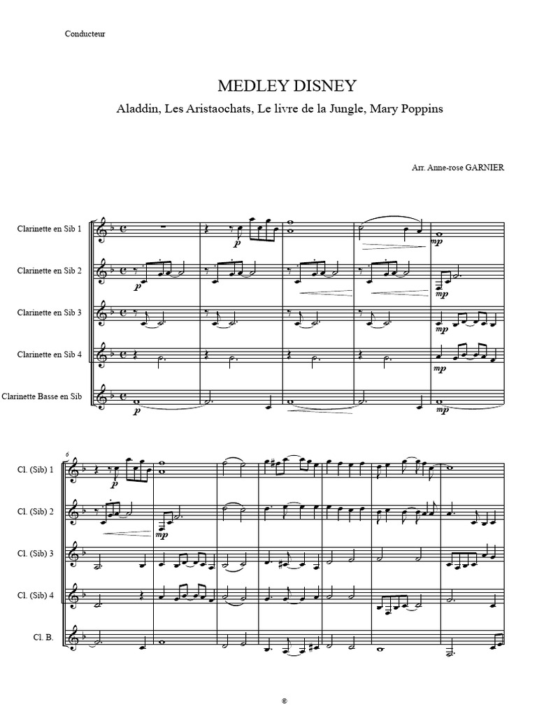 Medley Disney élèves Score Pdf