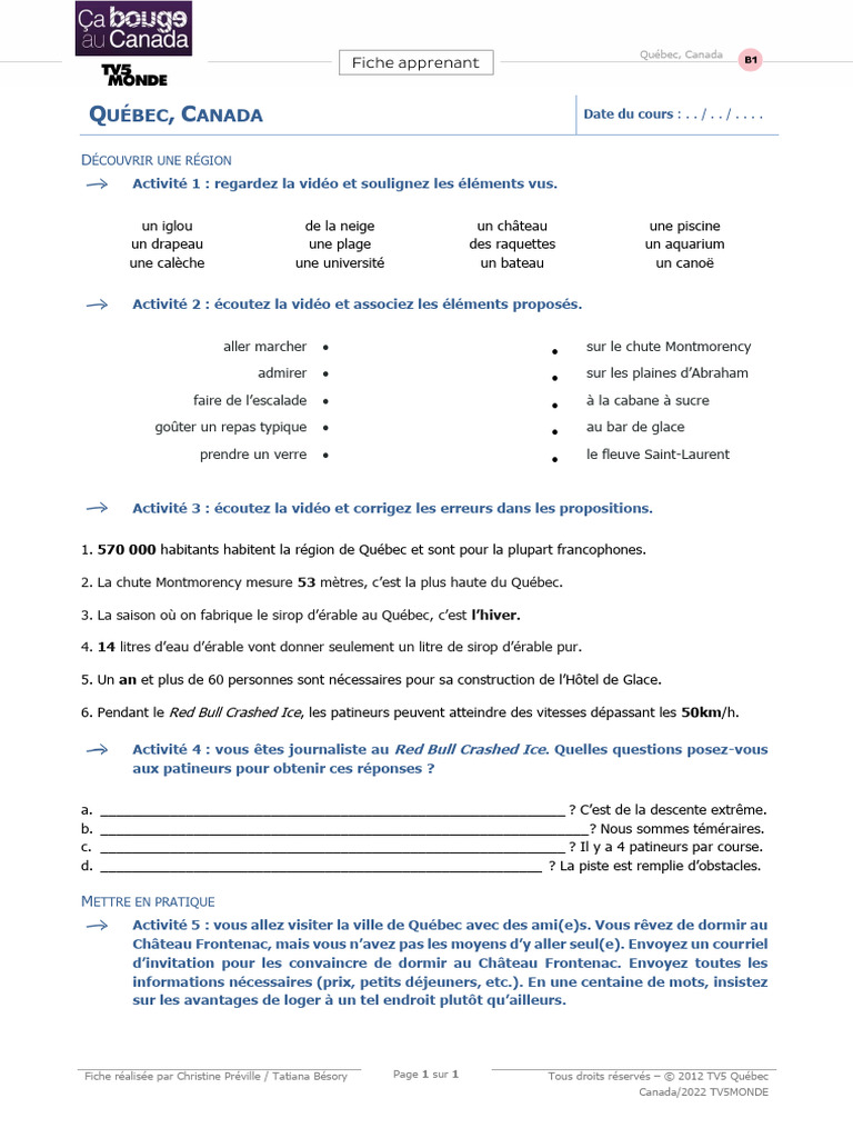 Cbac Quebec b1 App | PDF