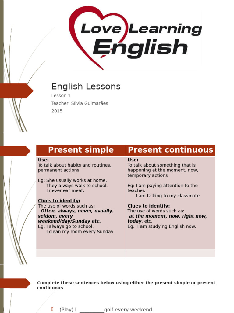 Present Simple Vs Present Continuous 82532 | PDF