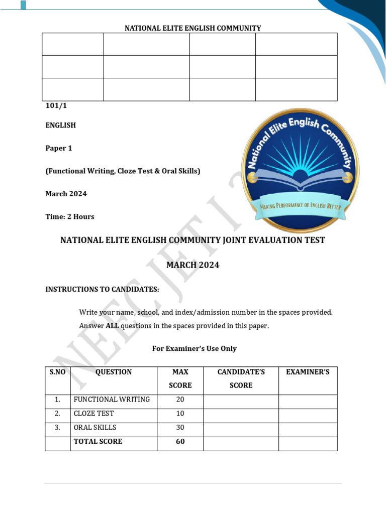 Neec Jet Paper 1 2024 | PDF