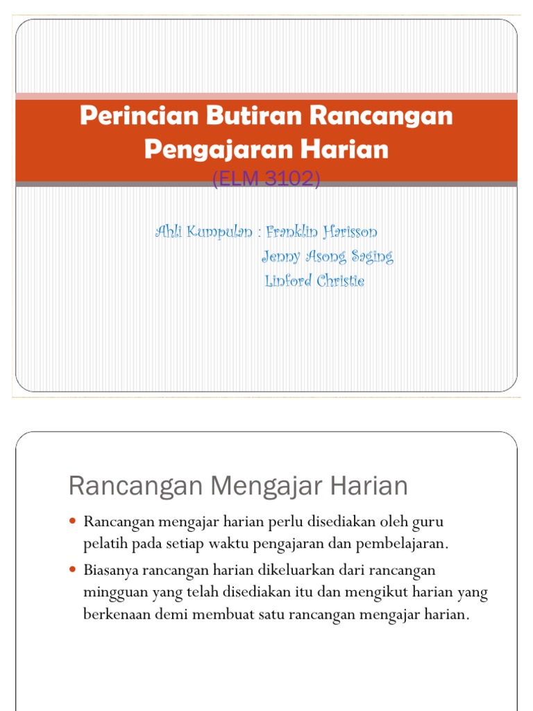 Perincian Butiran Rancangan Pengajaran Harian | PDF