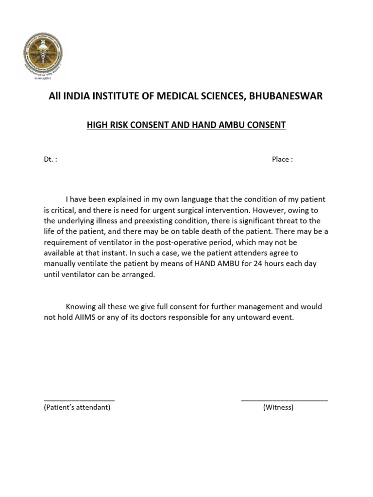 High Risk and Hand Ambu Consent | PDF