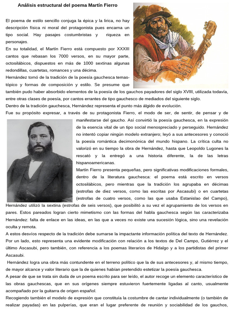 Análisis Estructural Del Poema Martín Fierro Pdf