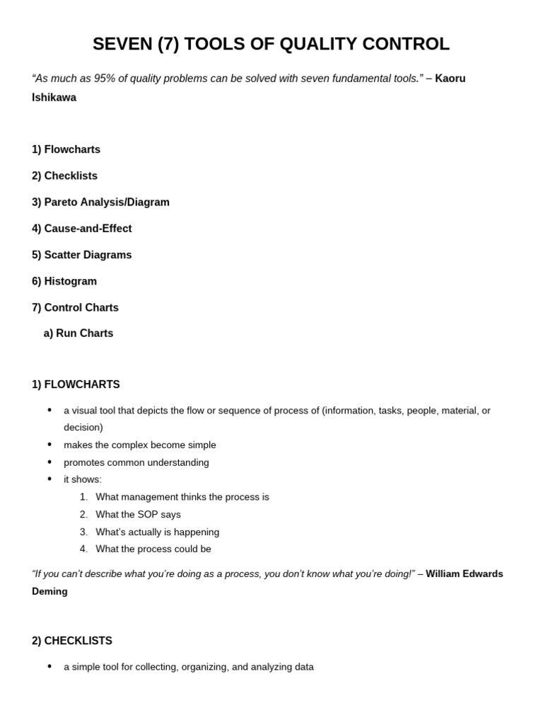 Essential Quality Control Tools Guide | PDF
