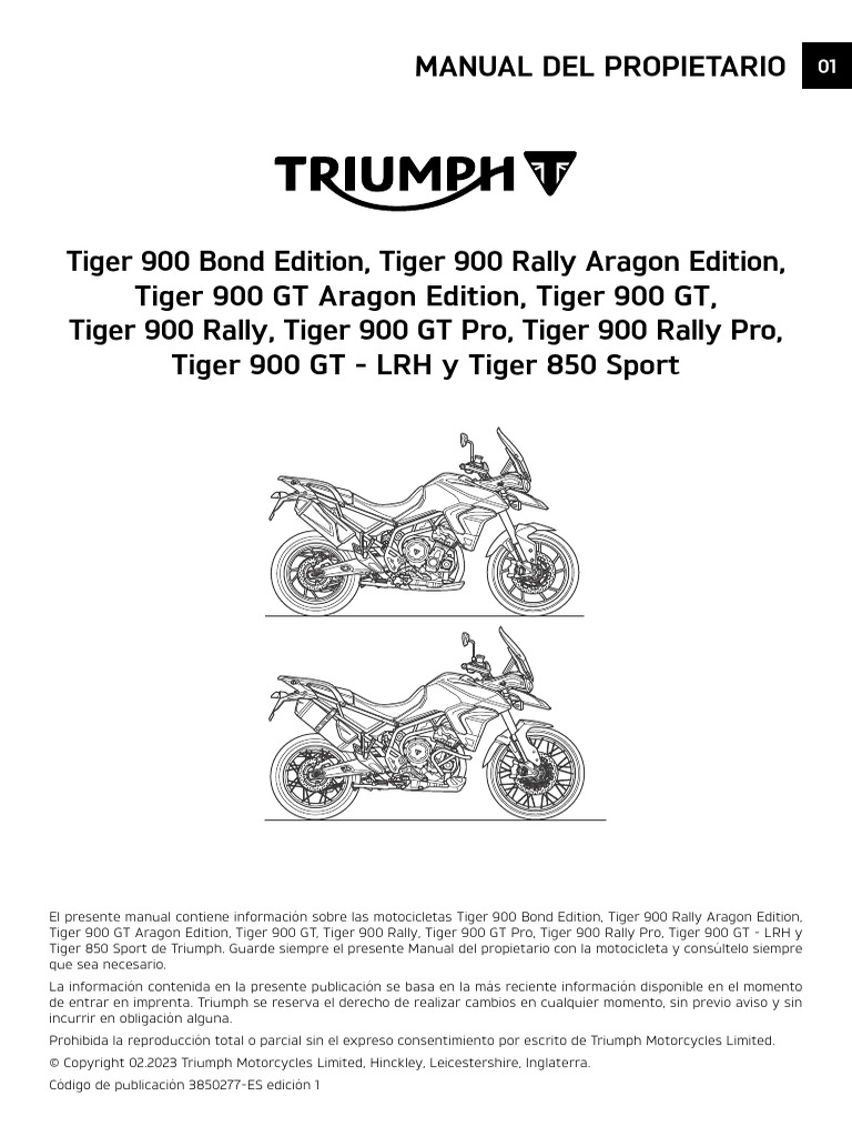 Manual Usuario Triumph Tiger 900 | PDF | Motocicleta | Negocios