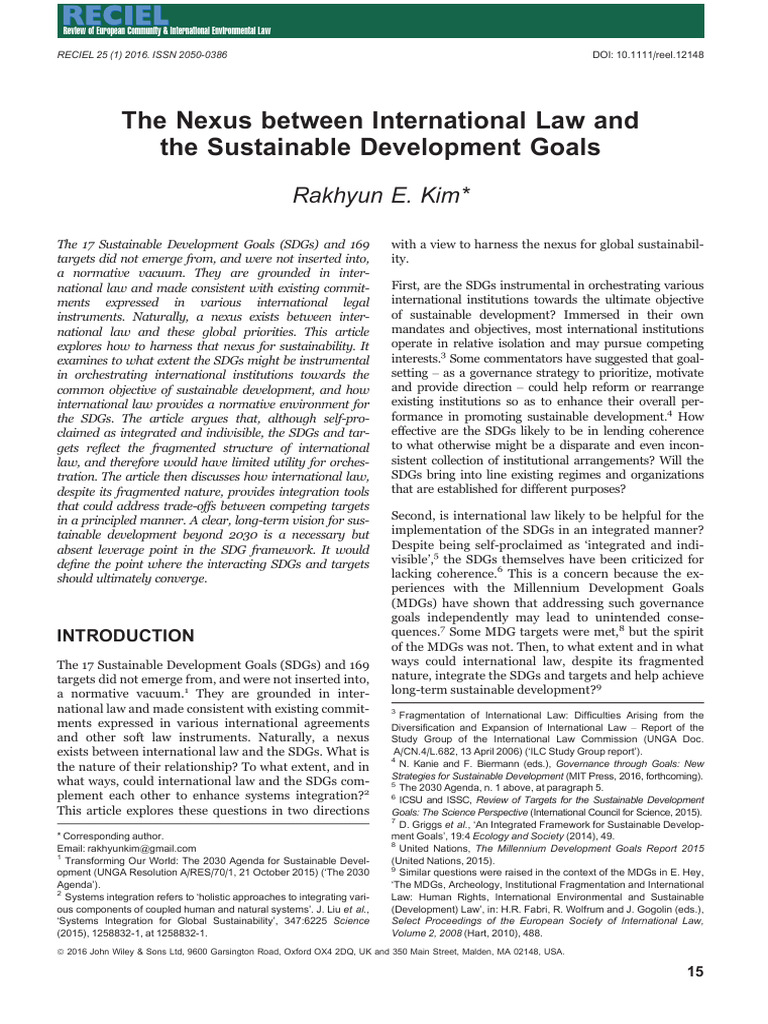 The Nexus Between International Law and The Sustai | PDF