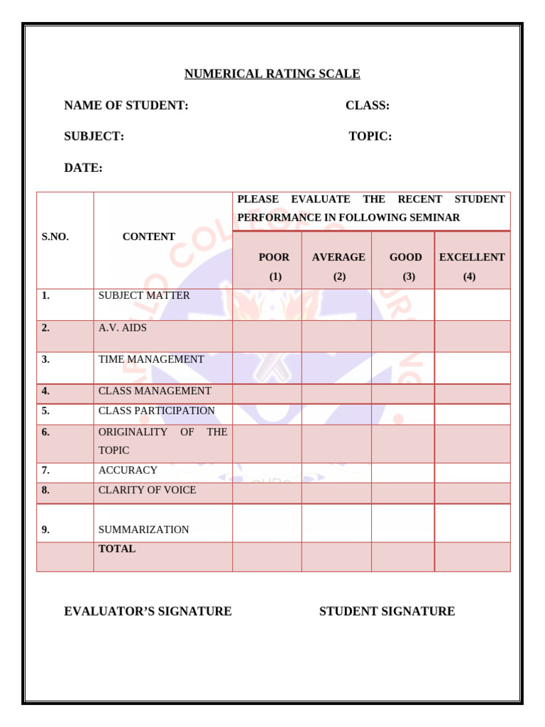 Numerical rating scale pdf