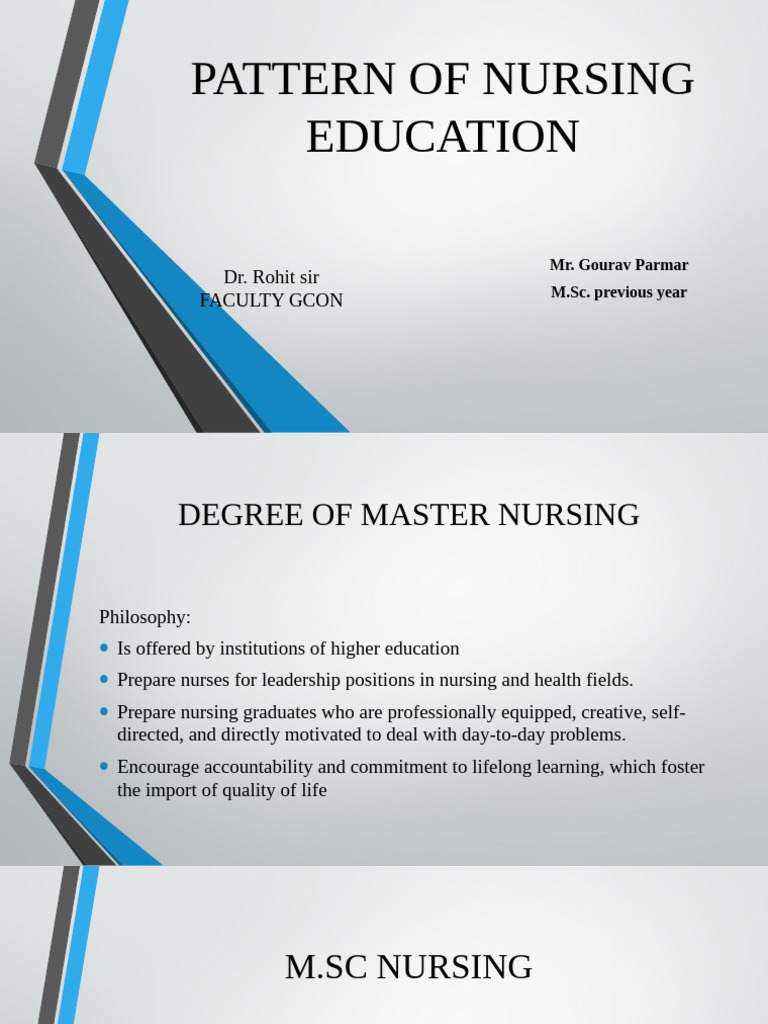 Pattern of Nursing Education M.SC | PDF