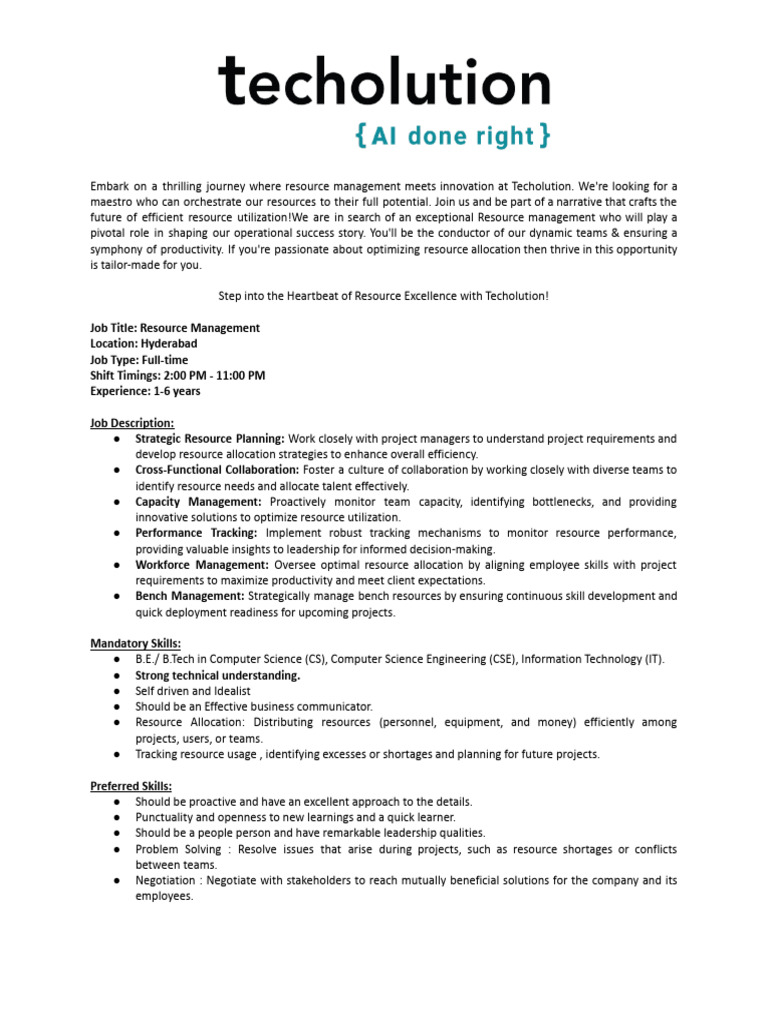 Project Delivery Management Job Description