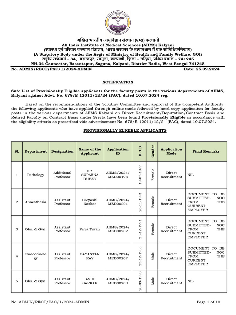 Provisionally Eligible Lists | PDF | Medical Specialties | Clinical ...