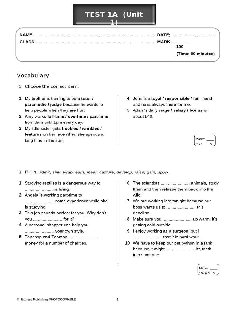 15 OnScreen 3 Test 1A | PDF