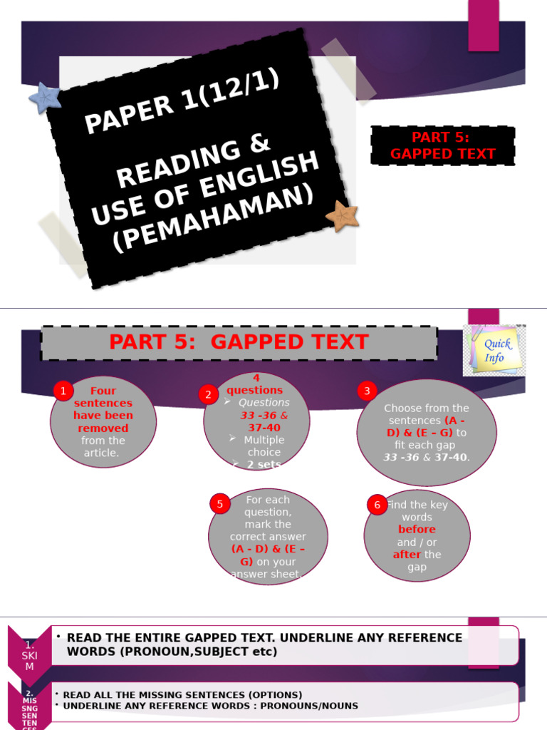 Part 5 Reading FOrm 1 UASA | PDF