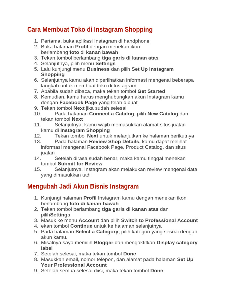 Cara Membuat Toko Di Instagram Shopping | PDF